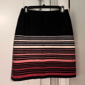 Loft black and pink striped textured skirt.